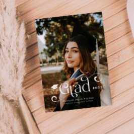 グラードオ渦巻形のーバーレイ文字卒業発表 サンキューカード