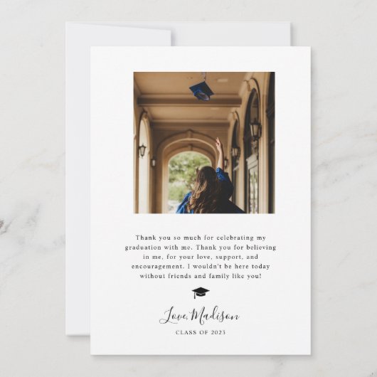 グラードオ渦巻形のーバーレイ文字卒業発表 サンキューカード (裏面)