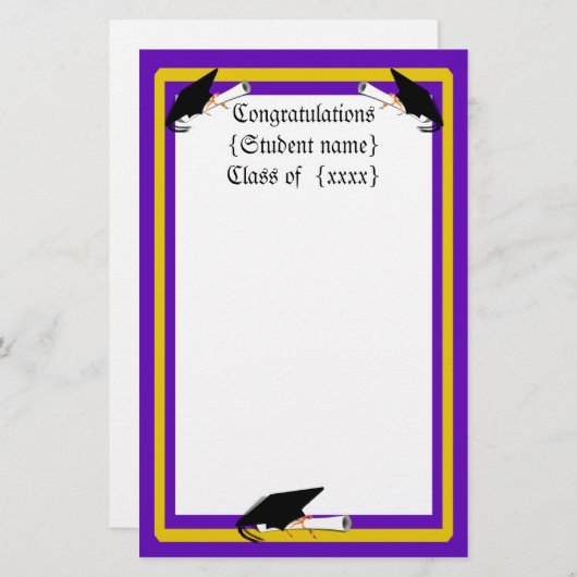 グラードキャップティルト&ディプロマとカラーパープル&金ゴールド 便箋 (正面/裏面)