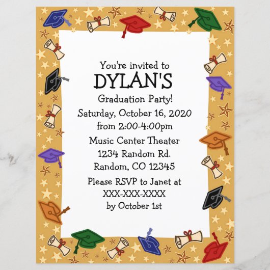 グラードキャップテーマ卒業パーティチラシ招待状 (正面)