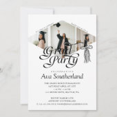 グラードキャップボウタッセルフォトコラージュ卒業パーティー 招待状 (正面)