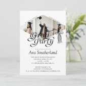 グラードキャップボウタッセルフォトコラージュ卒業パーティー 招待状 (スタンド正面)