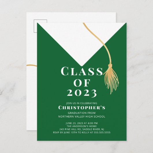 グラードキャップ卒業パーティー招待状 インビテーションポストカード (正面/裏面)