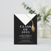 グラードキャップ卒業パーティー招待状 インビテーションポストカード (スタンド正面)