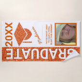 グラードグラムオレンジキャップサマーフォトタイポグラフィ ビーチタオル (正面)