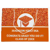 グラードグラムオレンジキャップシンプルエレガントカスタム ラージペーパーバッグ (正面)