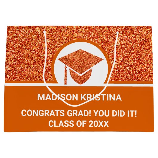 グラードグラムオレンジキャップシンプルエレガントカスタム ラージペーパーバッグ (正面)