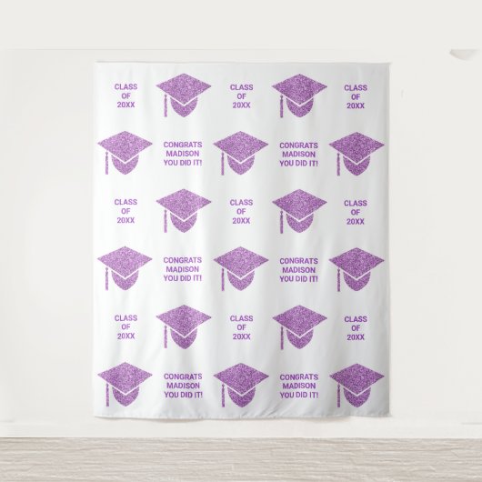 グラードグラムパープルキャップシックパーティー自撮りフォトブース タペストリー (正面)