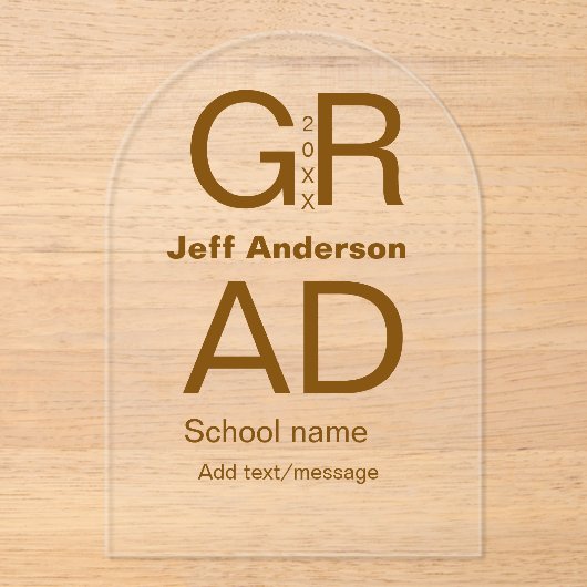 グラードタイポグラフィモダン卒業シンプルミニマルc アクリル招待状 (正面)