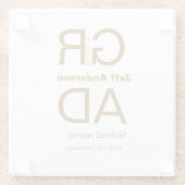 グラードタイポグラフィモダン卒業シンプルミニマルc ガラスコースター (裏面)