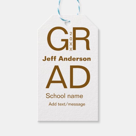 グラードタイポグラフィモダン卒業シンプルミニマルc ギフトタグ (正面)