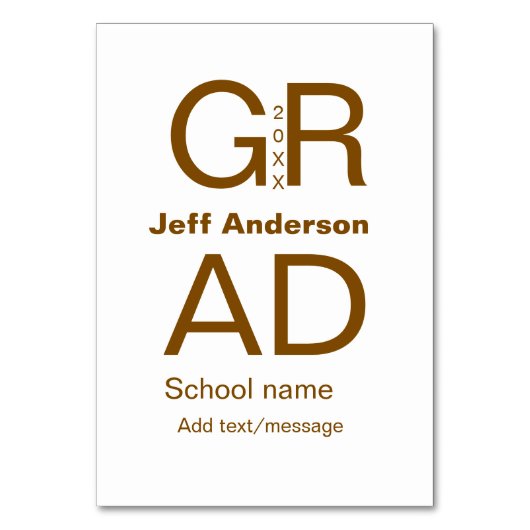 グラードタイポグラフィモダン卒業シンプルミニマルc テーブルナンバー (正面)