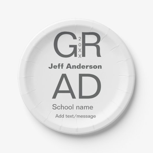 グラードタイポグラフィモダン卒業シンプルミニマルc ペーパープレート (正面)