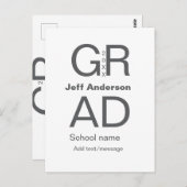 グラードタイポグラフィモダン卒業シンプルミニマルc ポストカード (正面/裏面)