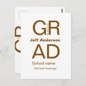 グラードタイポグラフィモダン卒業シンプルミニマルc ポストカード (正面/裏面)