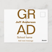 グラードタイポグラフィモダン卒業シンプルミニマルc ポストカード (裏面)