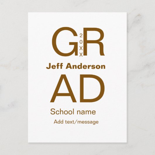 グラードタイポグラフィモダン卒業シンプルミニマルc ポストカード (正面)