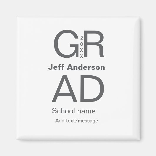 グラードタイポグラフィモダン卒業シンプルミニマルc マグネット (正面)