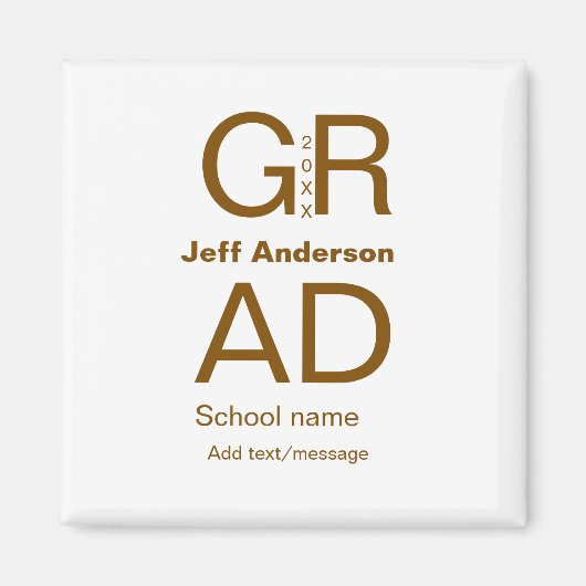 グラードタイポグラフィモダン卒業シンプルミニマルc マグネット (正面)