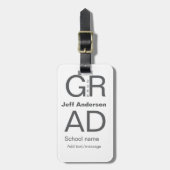 グラードタイポグラフィモダン卒業シンプルミニマルc ラゲッジタグ (正面縦)