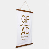 グラードタイポグラフィモダン卒業シンプルミニマルc 吊り下げ型タペストリー (傾斜あり)