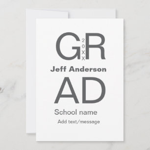 グラードタイポグラフィモダン卒業シンプルミニマルc 招待状