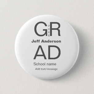 グラードタイポグラフィモダン卒業シンプルミニマルc 缶バッジ