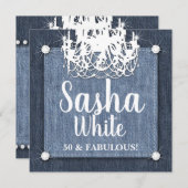 グラードデニムnダイアモンズバースデーパーティシャンデリア 招待状 (正面/裏面)