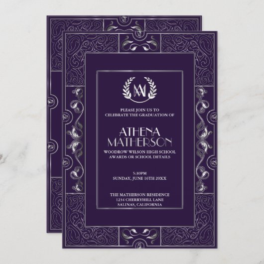 グラードパーティの招待状クラシックギャツビースタイル 招待状 (正面/裏面)