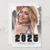 グラードパーティーシンプル白黒写真卒業 招待状 (正面)