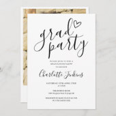 グラードパーティースクリプトハート写真卒業パーティー 招待状 (正面/裏面)