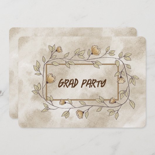 グラードパーティードーターブラウンフローラ 招待状 (正面/裏面)