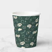 グラードパーティードードルアイコンパターングリーン 紙コップ (裏面)