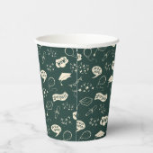 グラードパーティードードルアイコンパターングリーン 紙コップ (右)