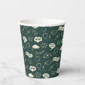 グラードパーティードードルアイコンパターングリーン 紙コップ (正面)