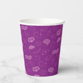 グラードパーティードードルアイコンパターンパープル 紙コップ (裏面)