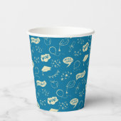 グラードパーティードードルアイコンパターンブルー 紙コップ (裏面)