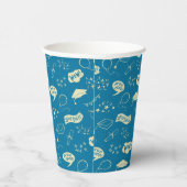 グラードパーティードードルアイコンパターンブルー 紙コップ (右)