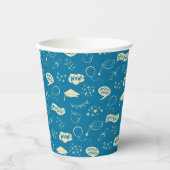 グラードパーティードードルアイコンパターンブルー 紙コップ (正面)