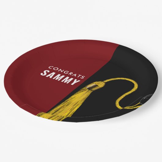 グラードパーティーマルーン紙プレート ペーパープレート (アングル)