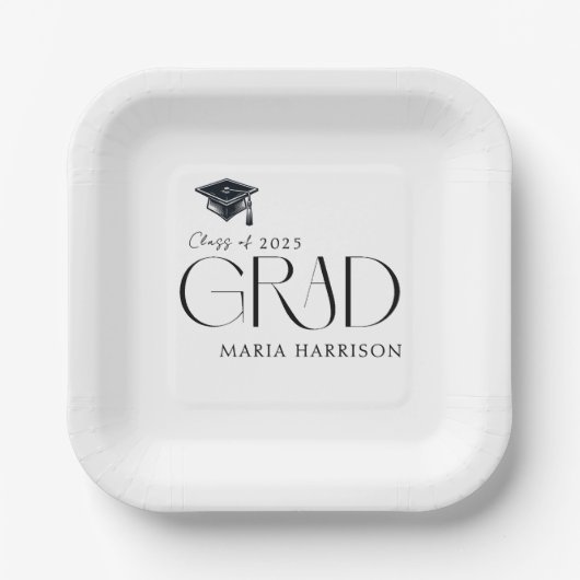 グラードパーティー白黒紙プレート ペーパープレート (正面)