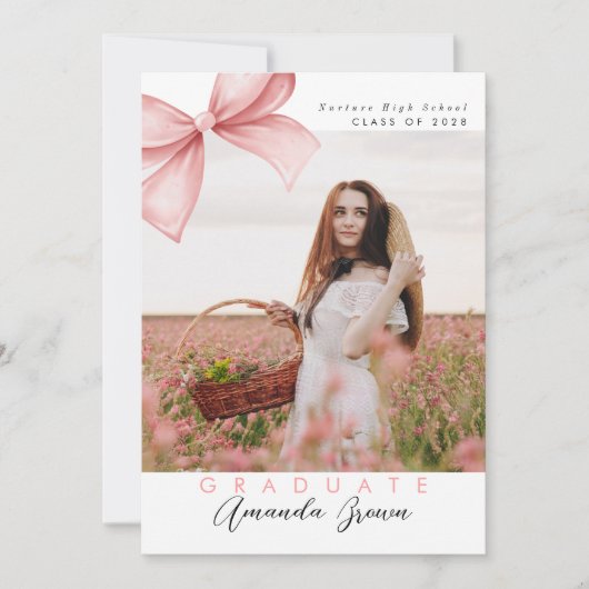 グラードパーティー2025ピンクボウコケットエレガントトレンディー 招待状 (正面)