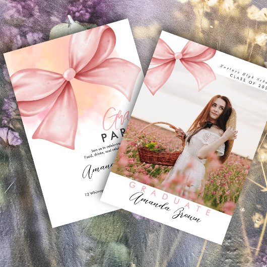 グラードパーティー2025ピンクボウコケットエレガントトレンディー 招待状