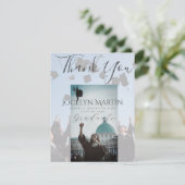 グラードフォトキャップトス縁どトありがとうごはがき カード (スタンド正面)