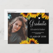 グラードフォトシックなサンフラワーズ卒業発表 案内ポストカード (正面/裏面)