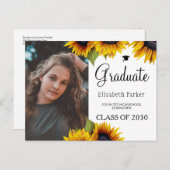 グラードフォトシックなサンフラワーズ卒業発表 案内ポストカード (正面/裏面)