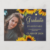 グラードフォト金ゴールドひまわり卒業発表 案内ポストカード (正面)