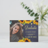 グラードフォト金ゴールドひまわり卒業発表 案内ポストカード (スタンド正面)