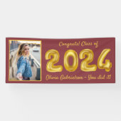 グラードフォト金ゴールドバルーン2023バーガンディ卒業 横断幕 (横)