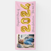 グラードフォト金ゴールドバルーン2023ピンク卒業バン 横断幕 (縦)